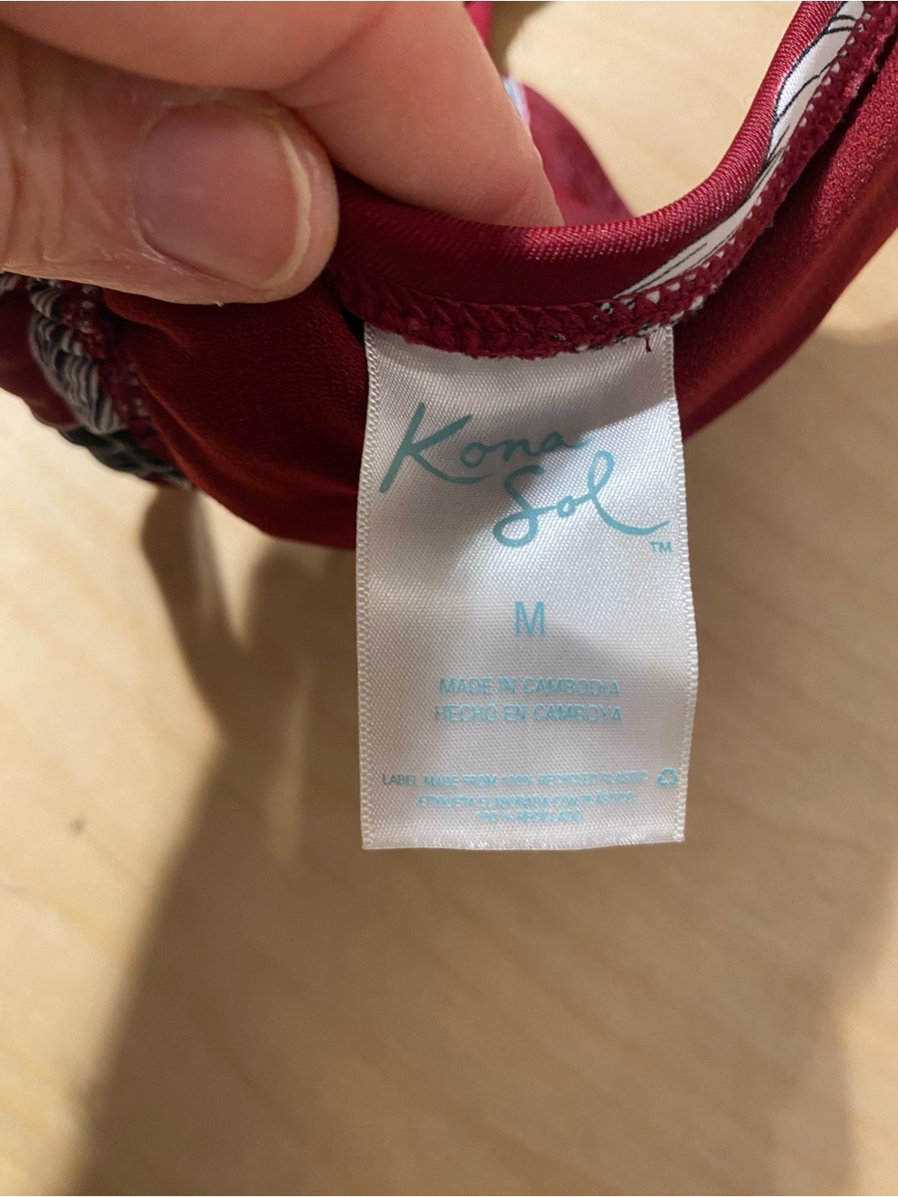 Kona Sol Burgundy Floral Bikini Top Medium (RG) - Picture 4 of 6
